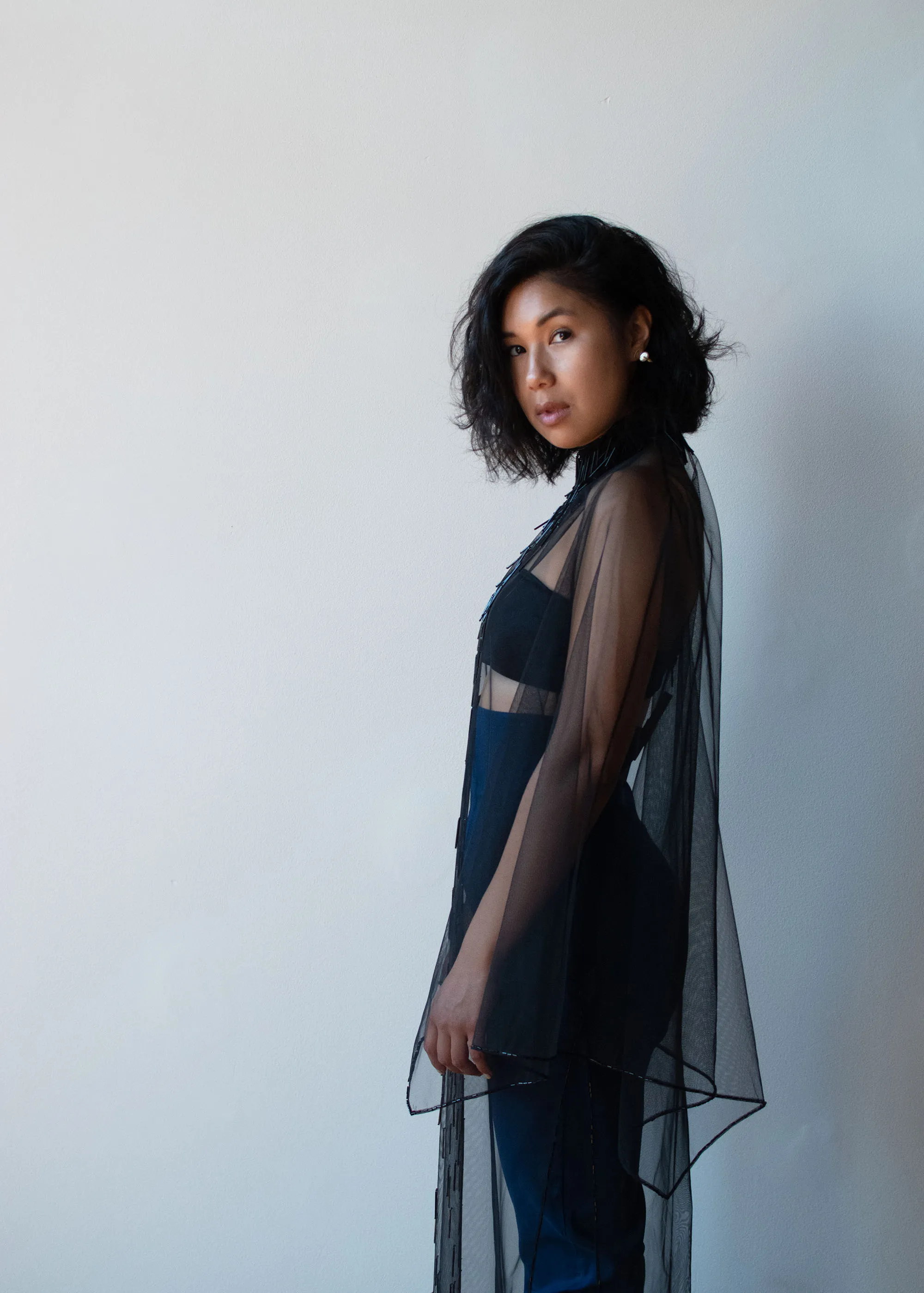1990s Sheer Black Dress
