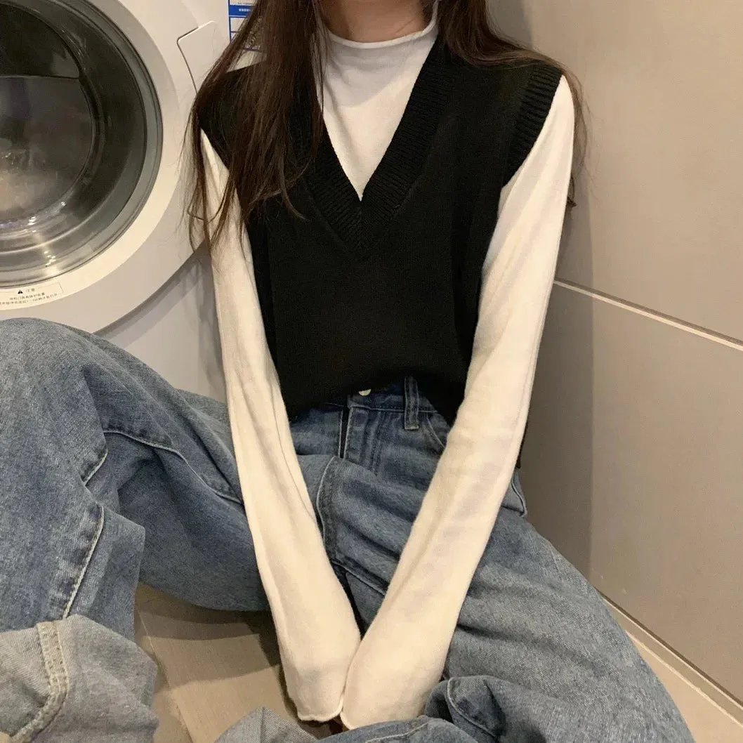 2024 Goocheer Women’s Knitted Sweater Vest - Spring Autumn Streetwear