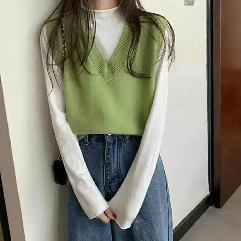 2024 Goocheer Women’s Knitted Sweater Vest - Spring Autumn Streetwear
