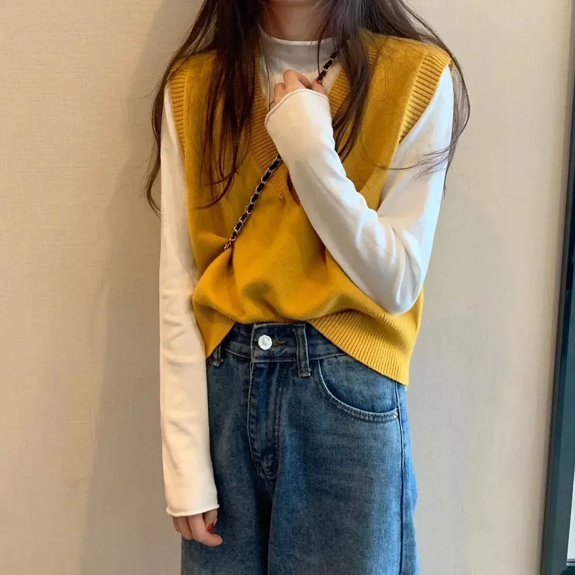 2024 Goocheer Women’s Knitted Sweater Vest - Spring Autumn Streetwear