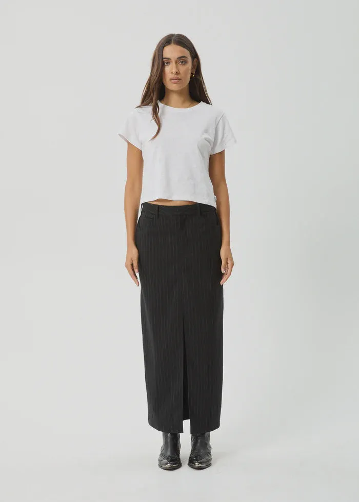 Afends Business Split Maxi Skirt- Black