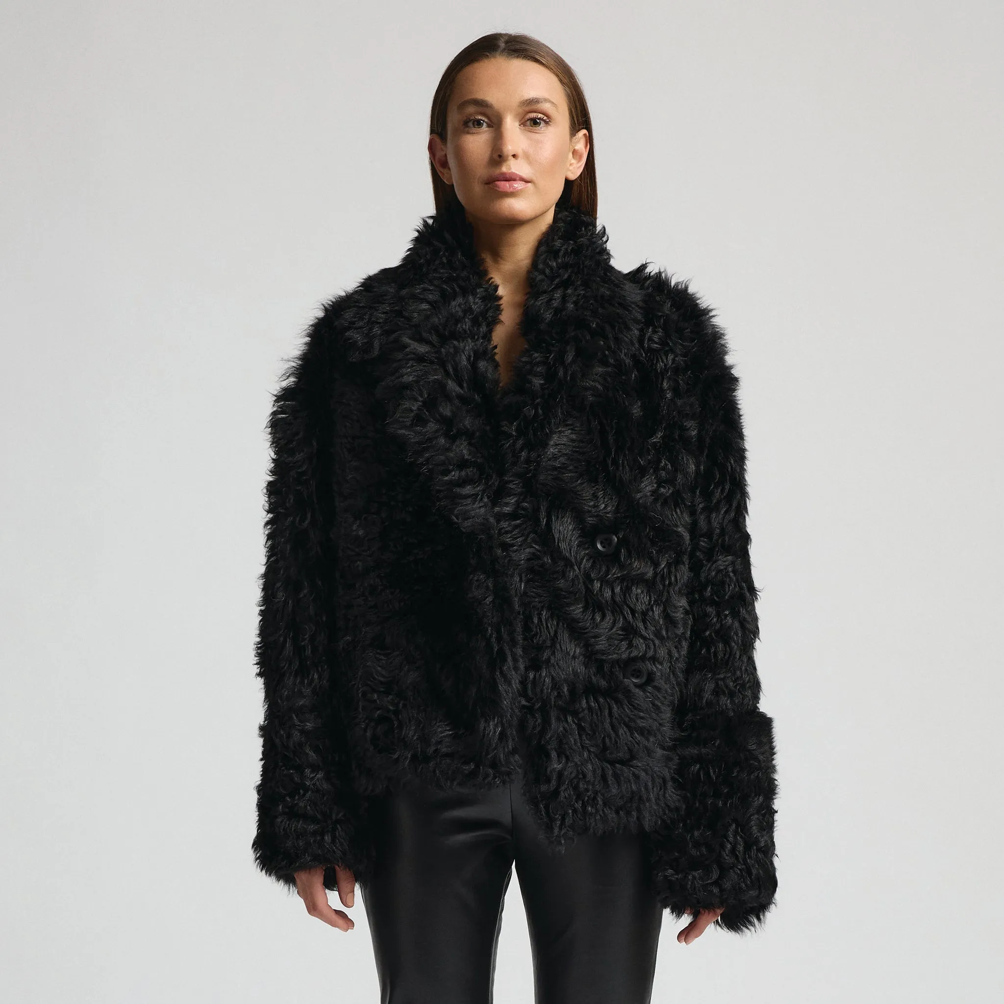 Anthea Reversible Shearling Jacket - Jet Black