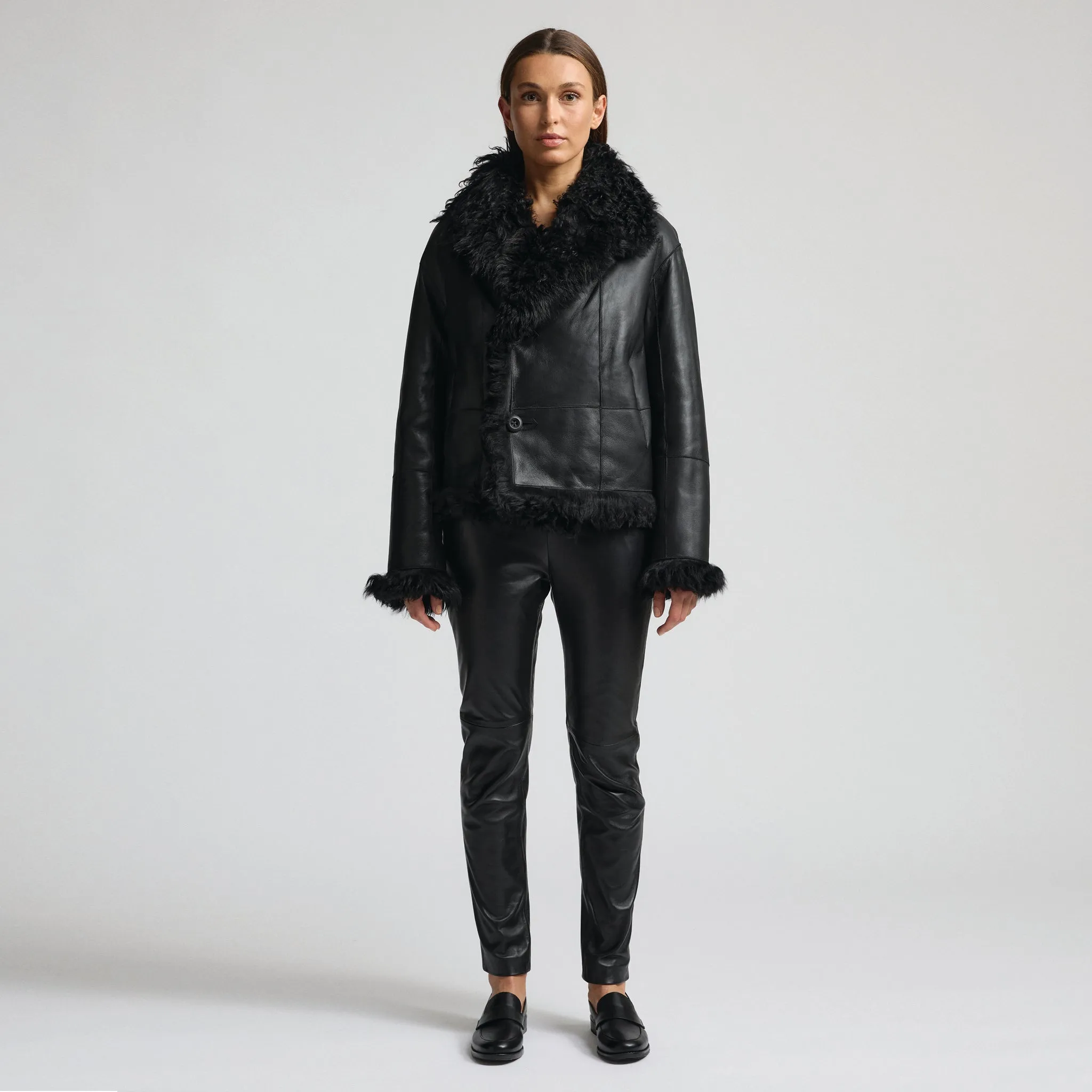 Anthea Reversible Shearling Jacket - Jet Black