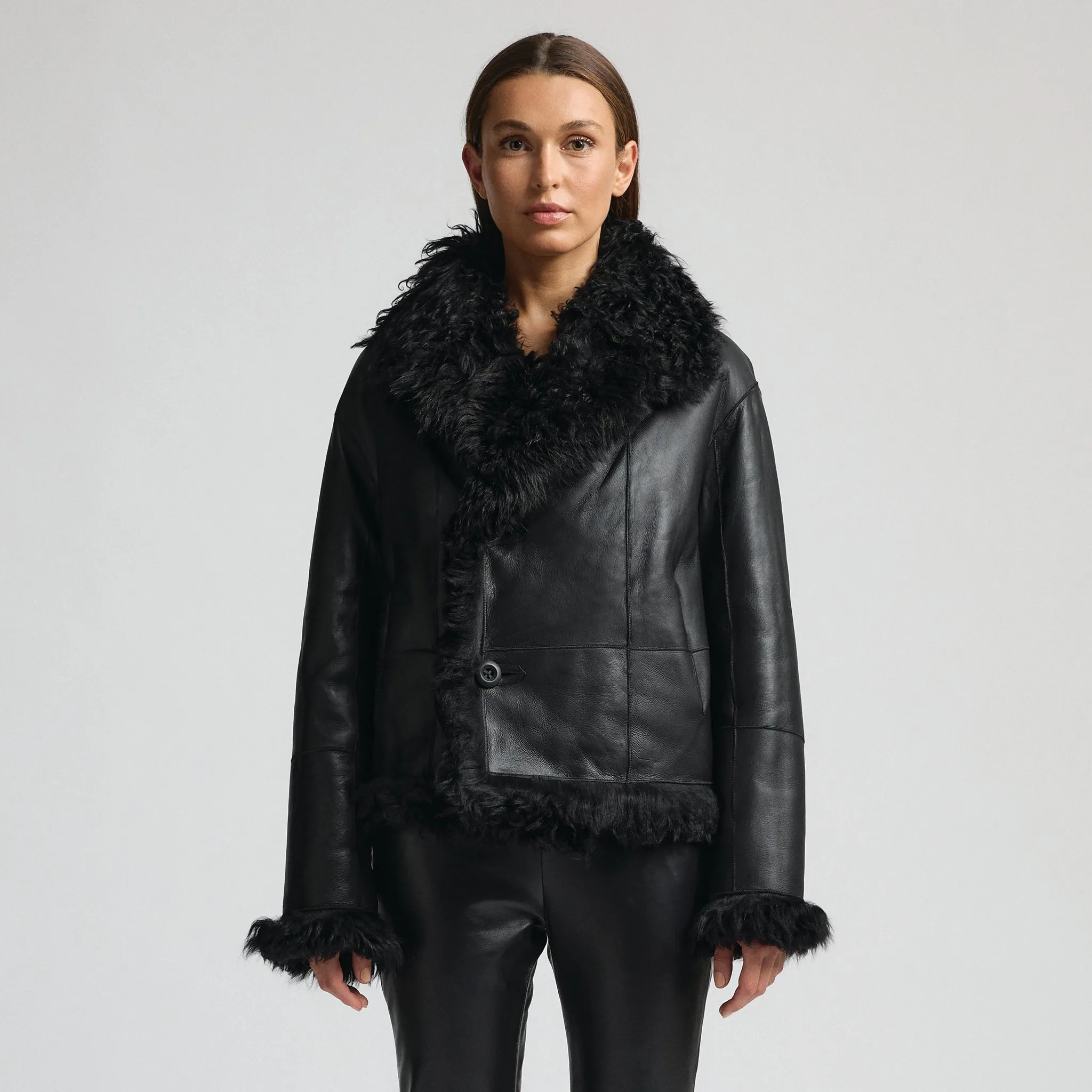 Anthea Reversible Shearling Jacket - Jet Black