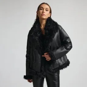 Anthea Reversible Shearling Jacket - Jet Black
