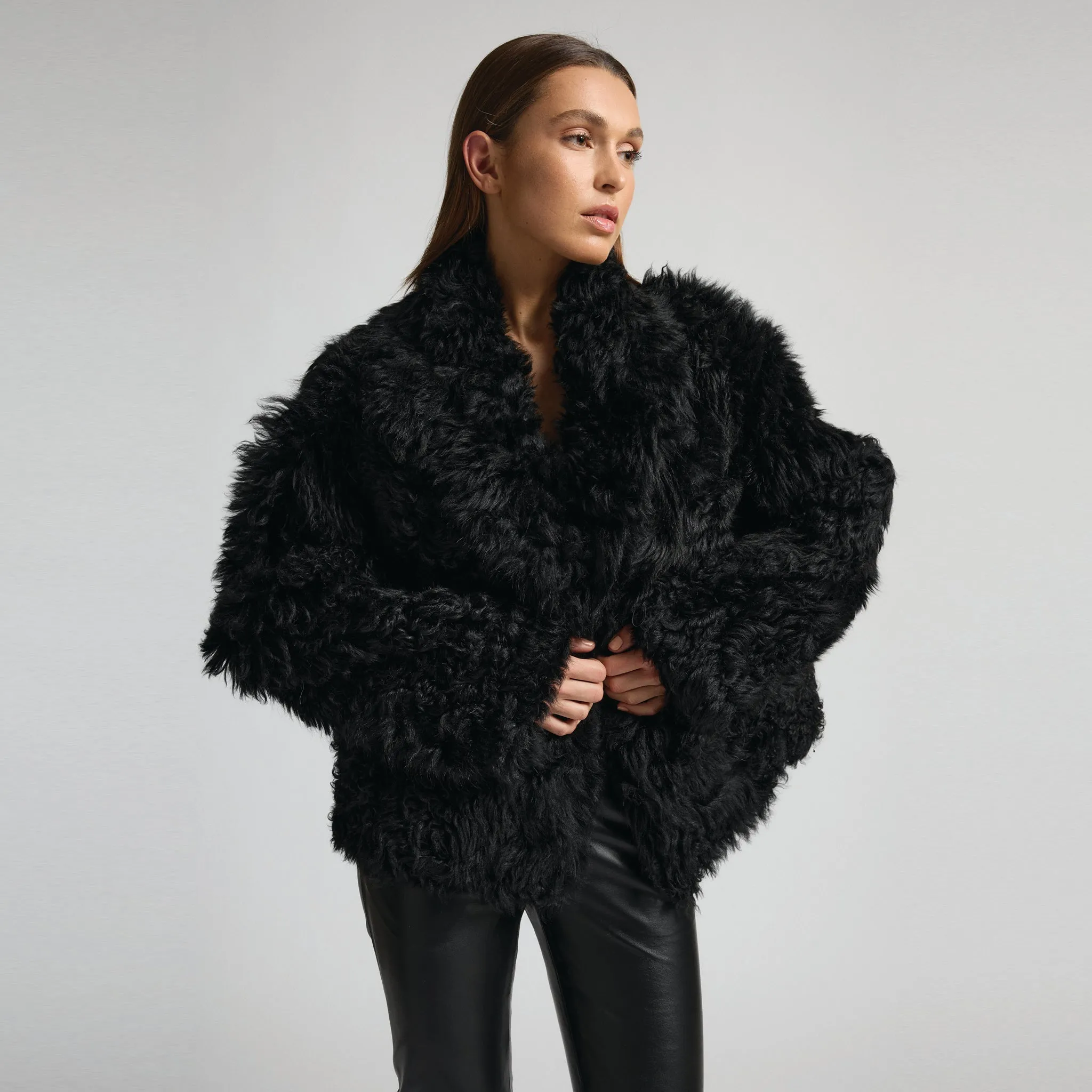 Anthea Reversible Shearling Jacket - Jet Black