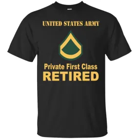 Army E-3 PFC E3 Private First Class Enlisted Soldier Retired Men T Shirt On Front