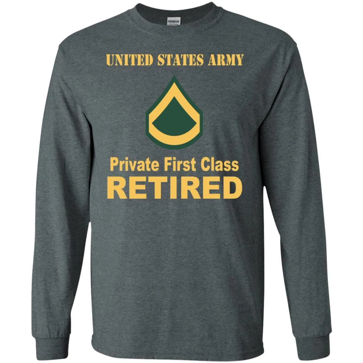 Army E-3 PFC E3 Private First Class Enlisted Soldier Retired Men T Shirt On Front