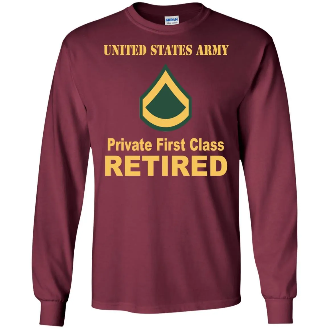 Army E-3 PFC E3 Private First Class Enlisted Soldier Retired Men T Shirt On Front