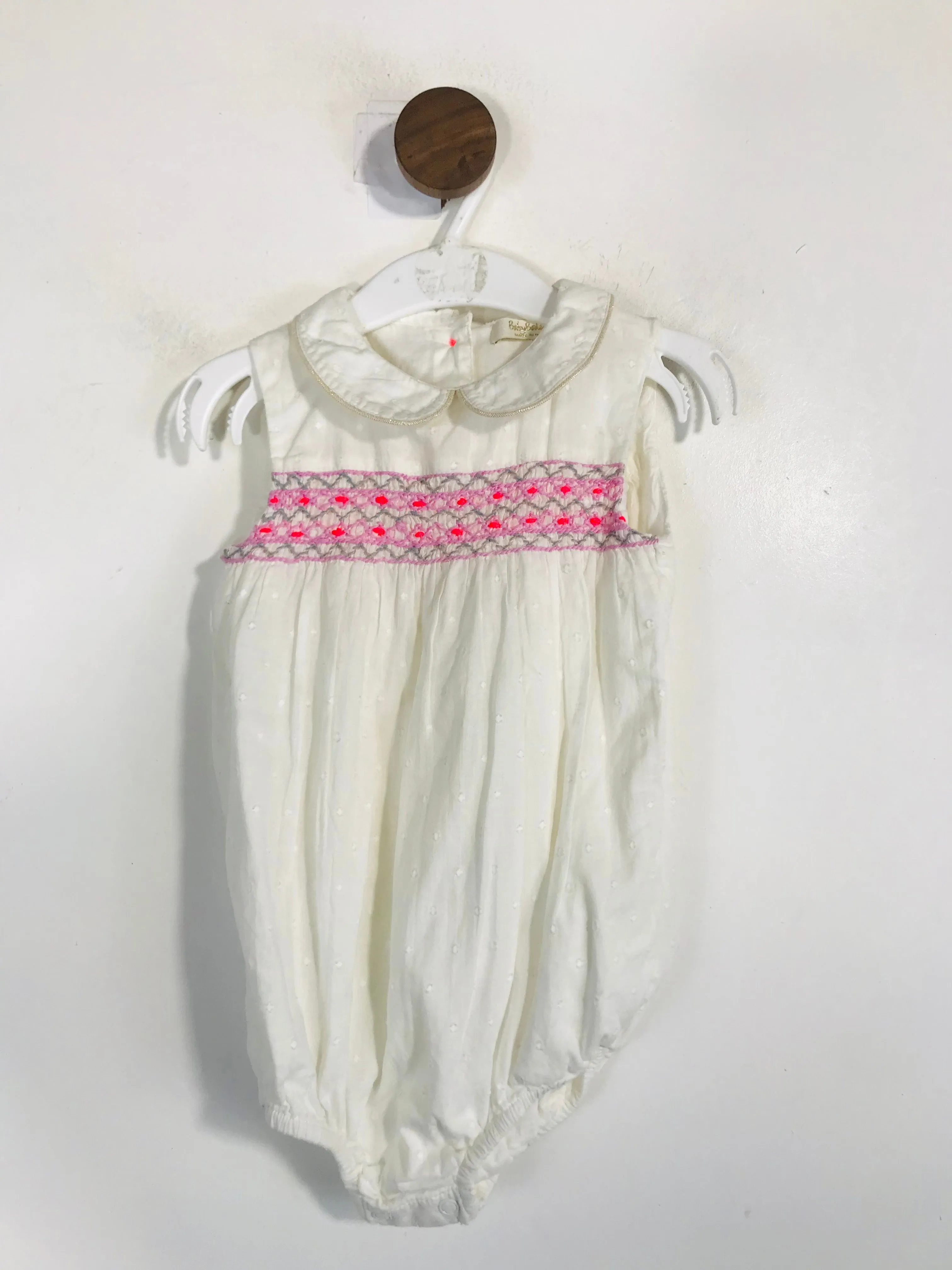Baby Boden Kid's Cotton Embroidered Jumpsuit | 12-18 Months | White