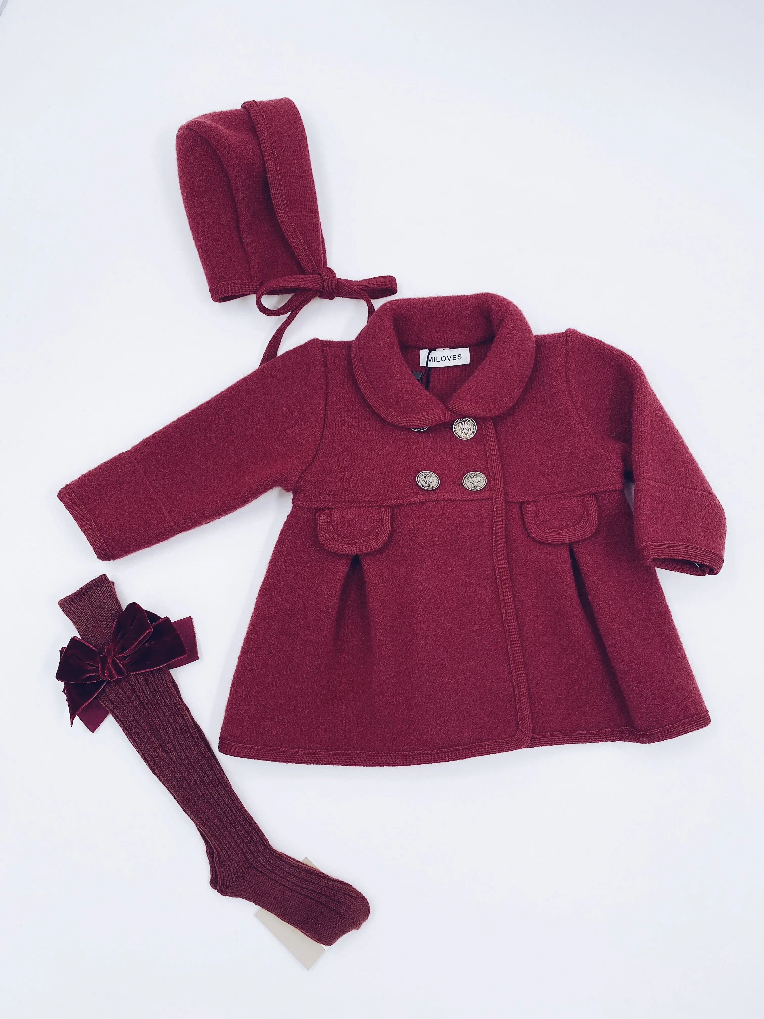 Beautiful Burgundy merino Wool bonnet