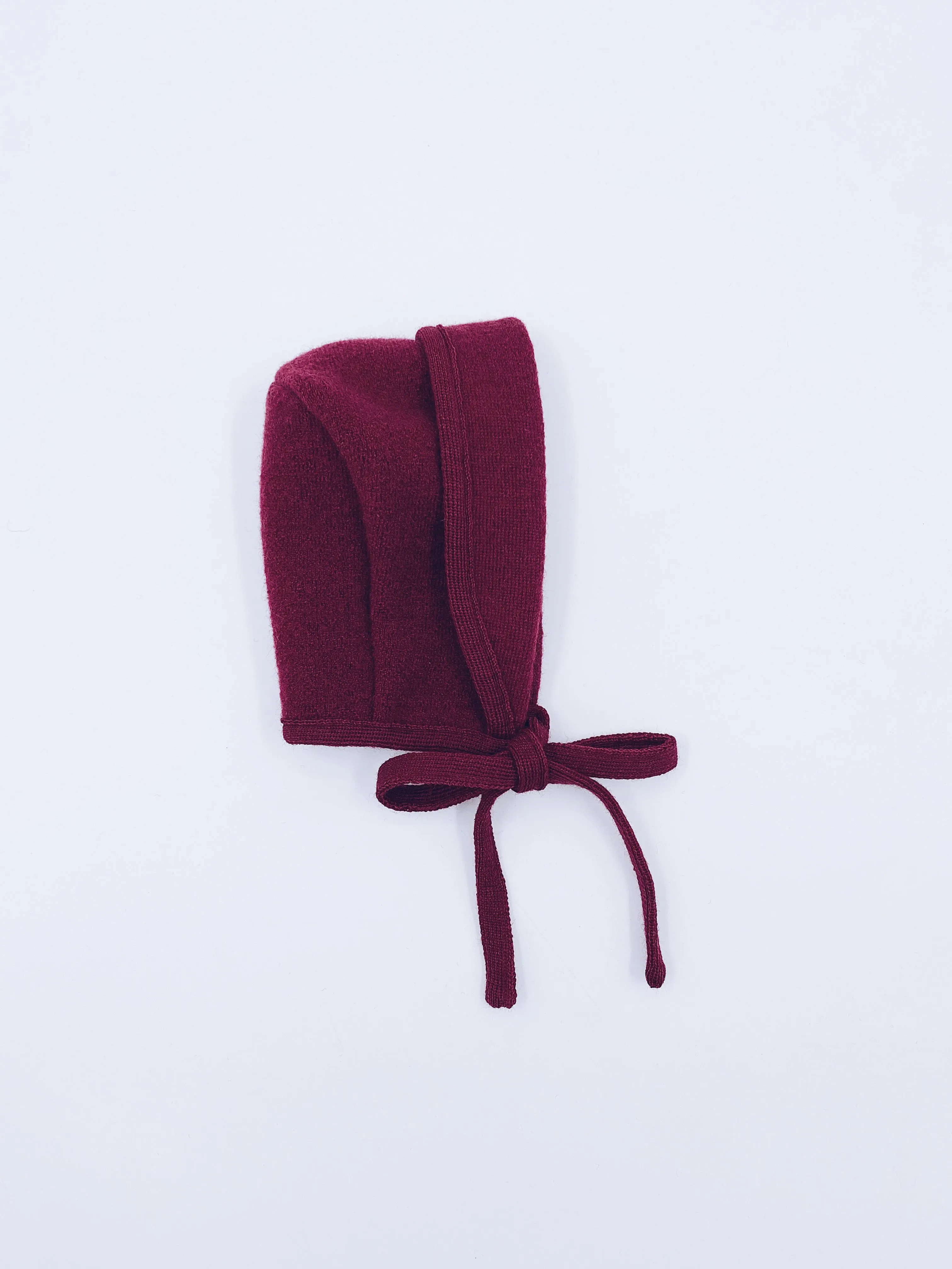 Beautiful Burgundy merino Wool bonnet