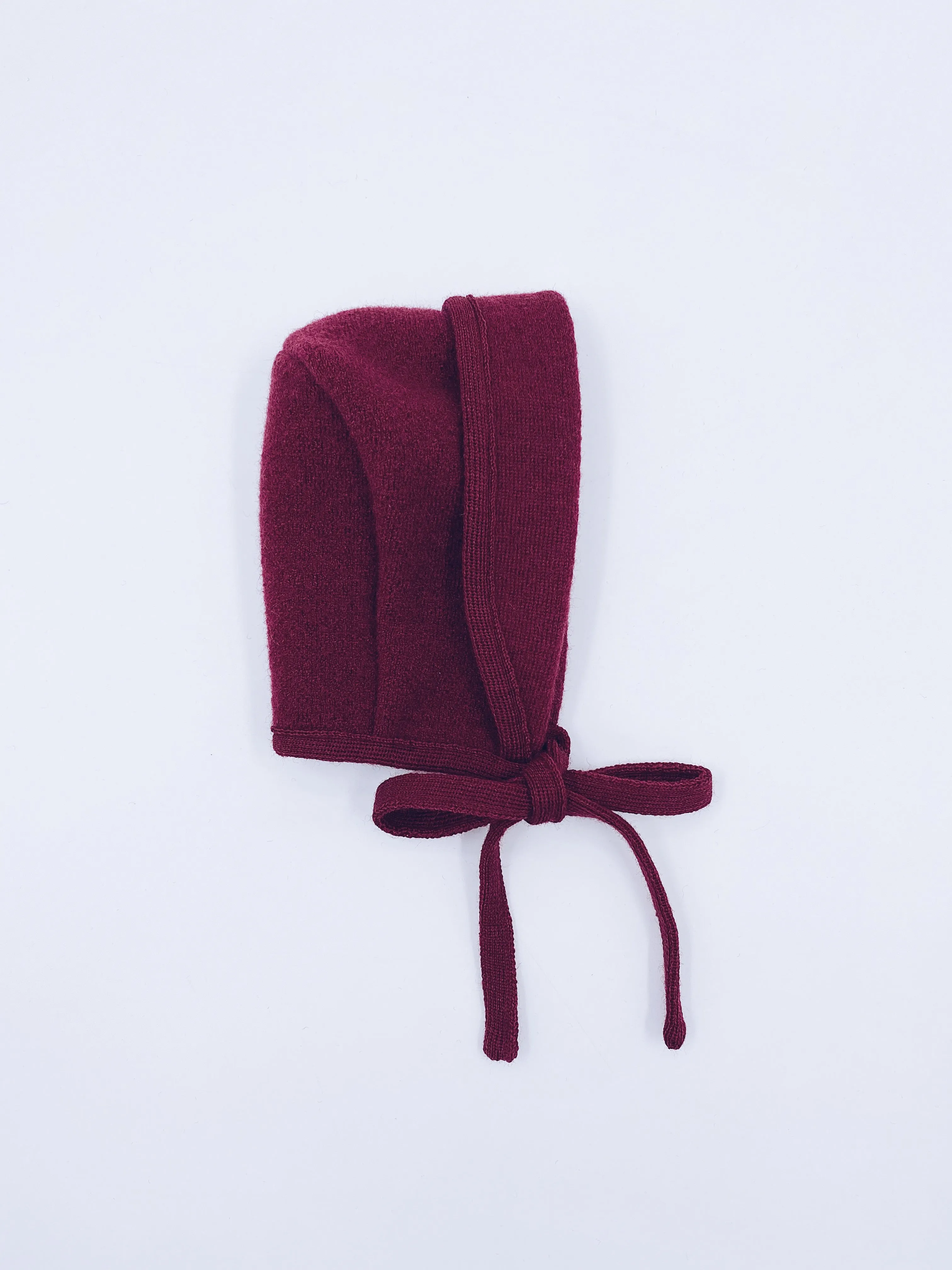 Beautiful Burgundy merino Wool bonnet