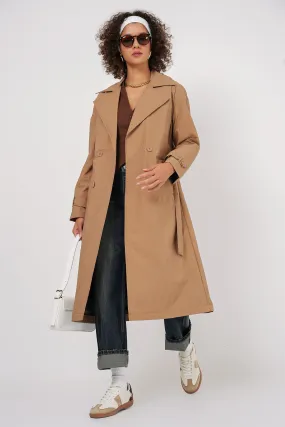 BGD Women Double-Breasted Trench Coat - Biscuit - Rubizhne