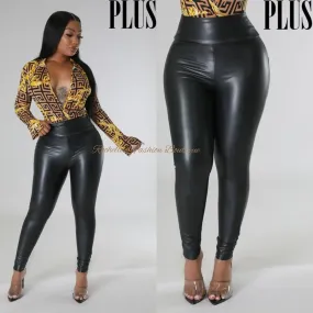 BLACK PLUS LEATHER LEGGINGS