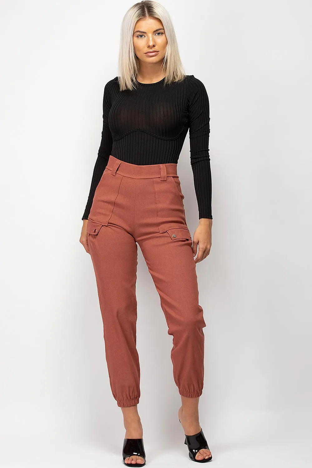Black Ribbed Bodysuit With Underbust Detail