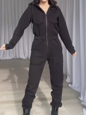 Black Sporty Style Jumpsuit
