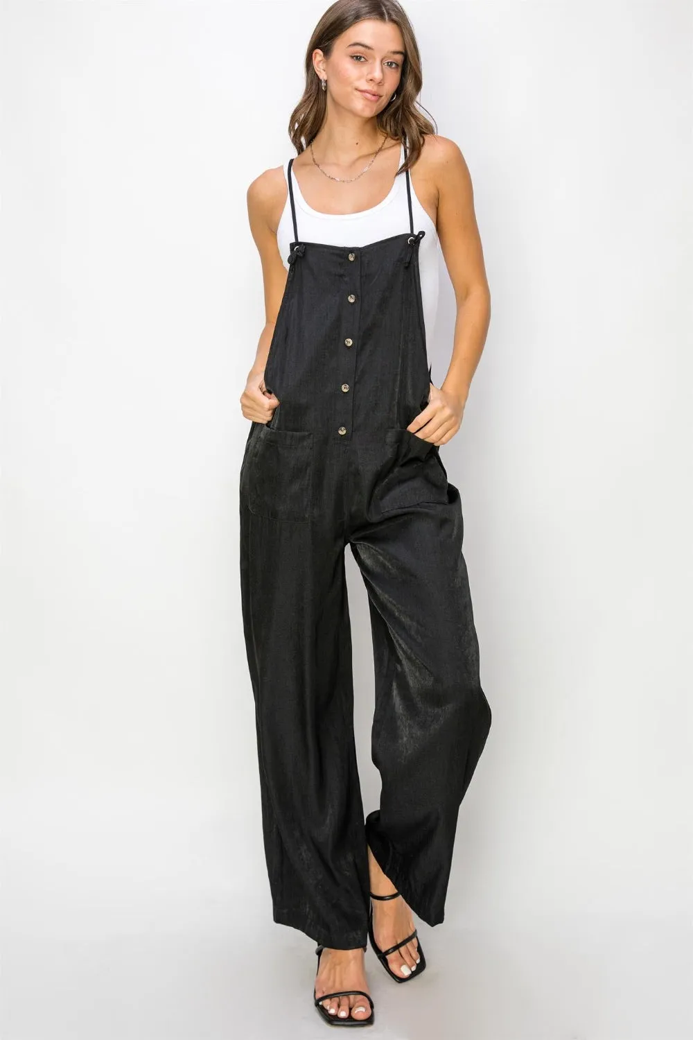 Blue Zone Planet |  HYFVE Half Button Sleeveless Straight Jumpsuit