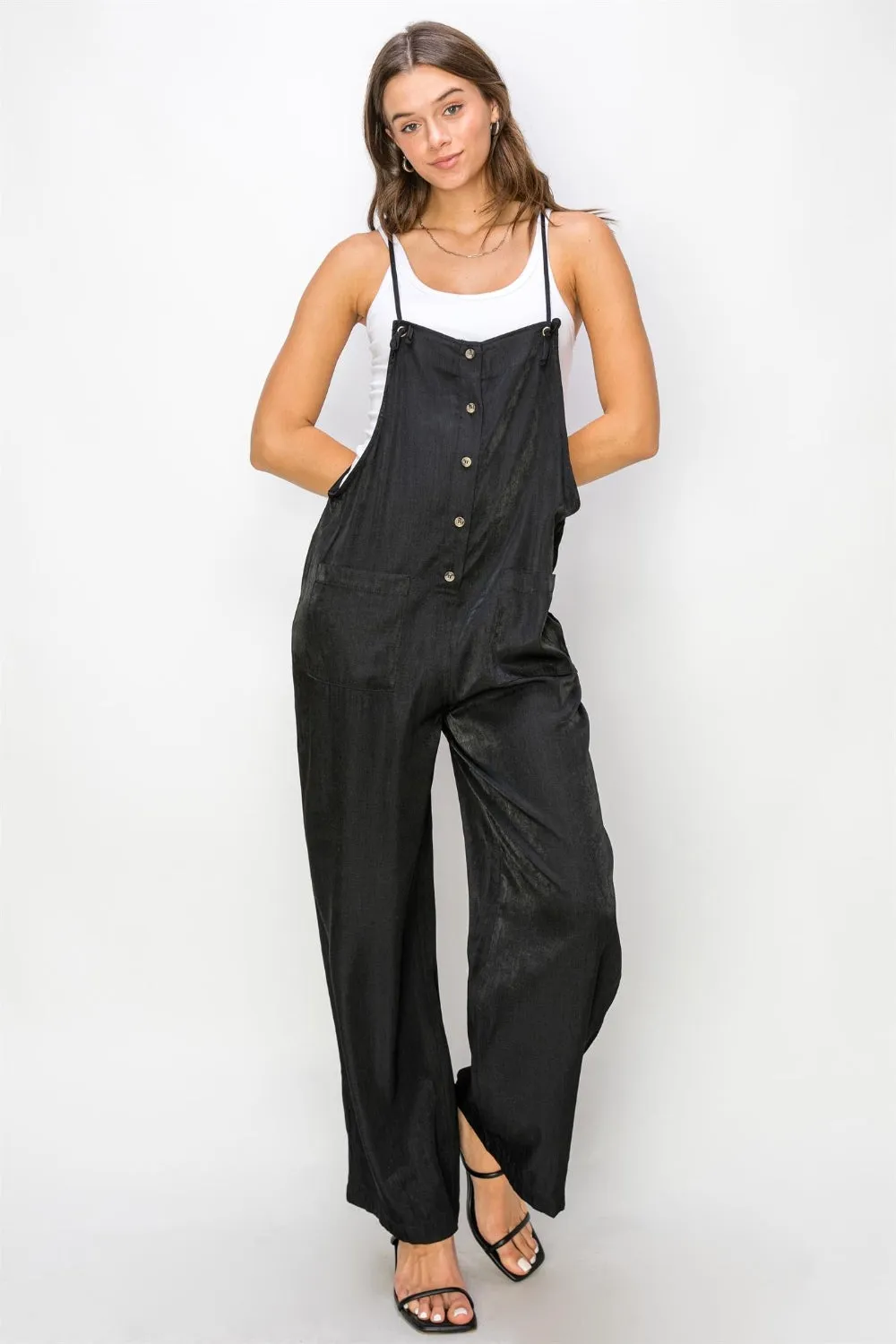 Blue Zone Planet |  HYFVE Half Button Sleeveless Straight Jumpsuit