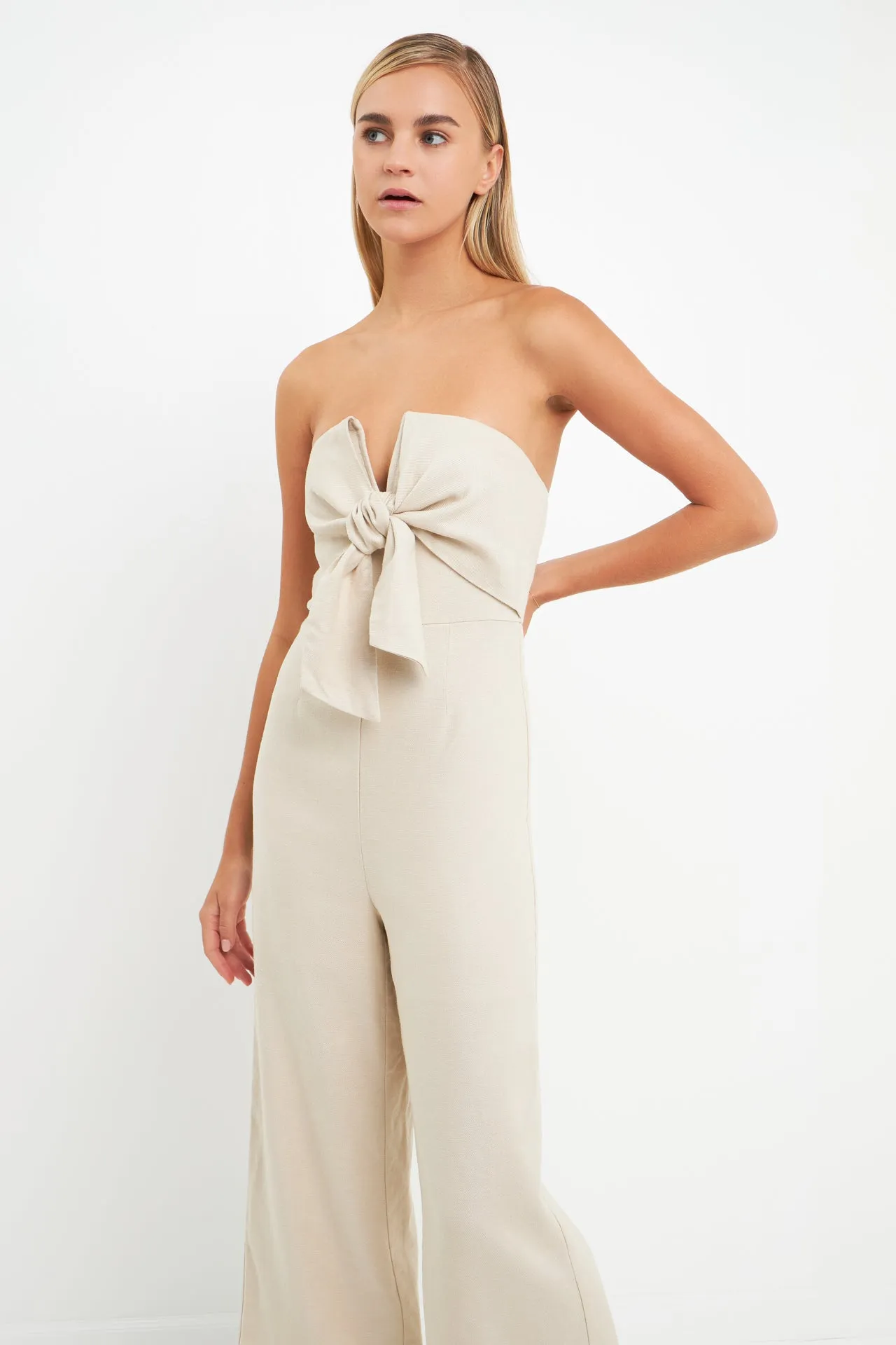 Bustier Front Tie Jumpsuit