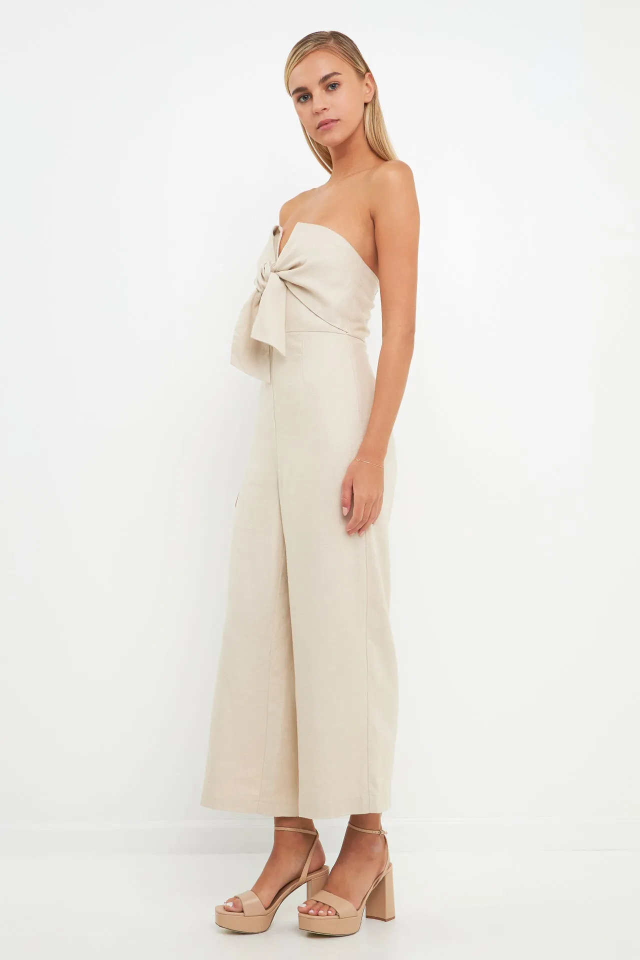 Bustier Front Tie Jumpsuit