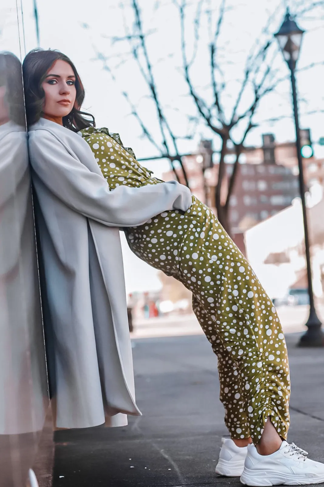 Chloe Jumpsuit | Green Polka Dot