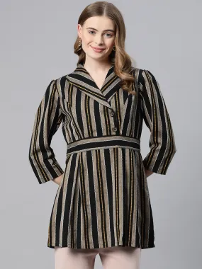 Cottinfab Striped Monochrome Cotton Longline Top