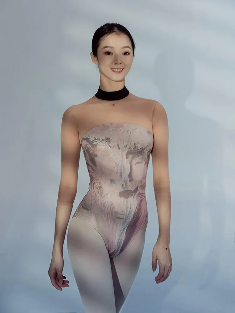 Dance Print Long-sleeved Leotard Ballet Training Clothes
