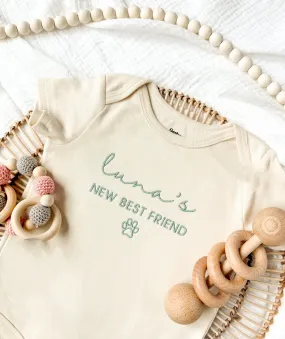 Embroidered Protected By Dog Name, Personalized Dog Name Onesie Baby Shower Gift, Pregnancy Announcement Newborn