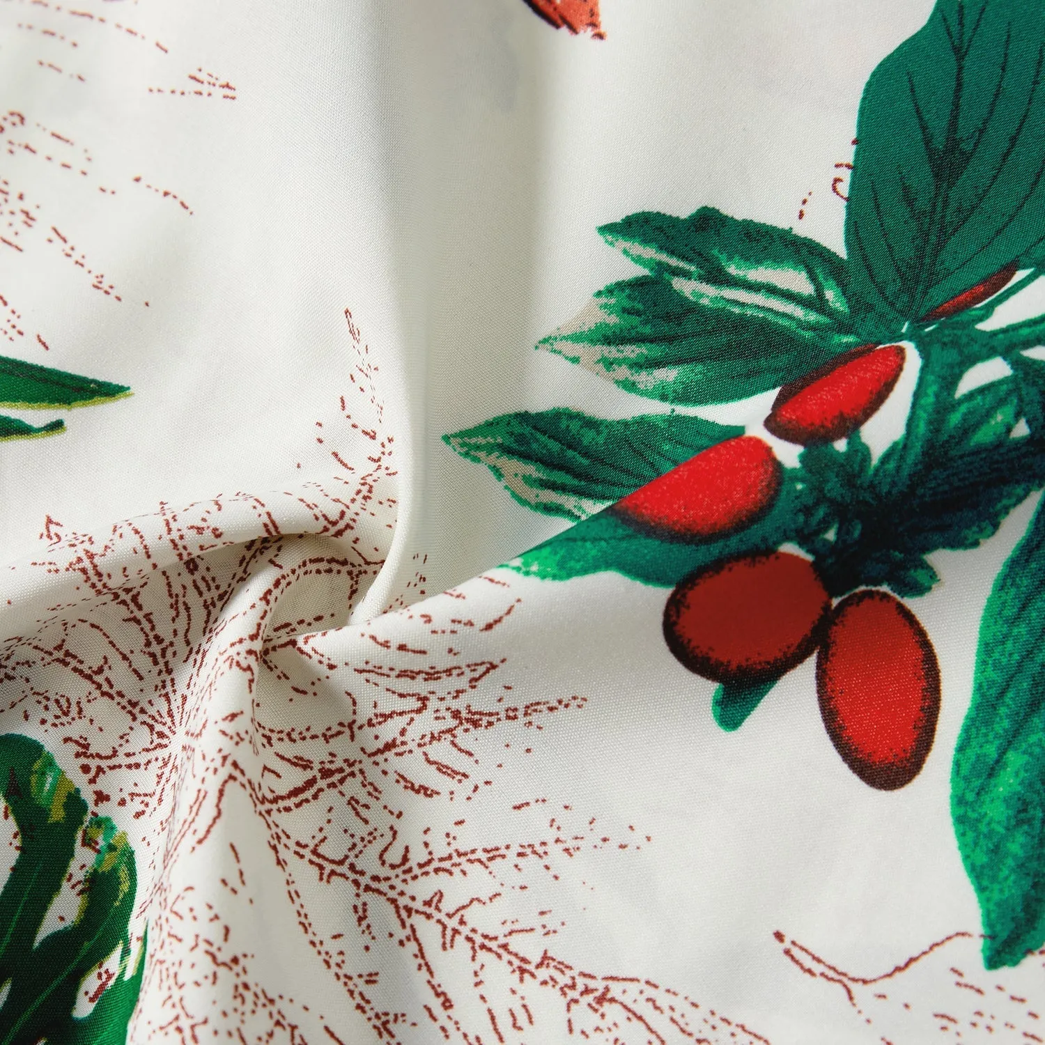 Family Matching Allover Plant Floral Print Dresses and Short-sleeve Shirts Sets