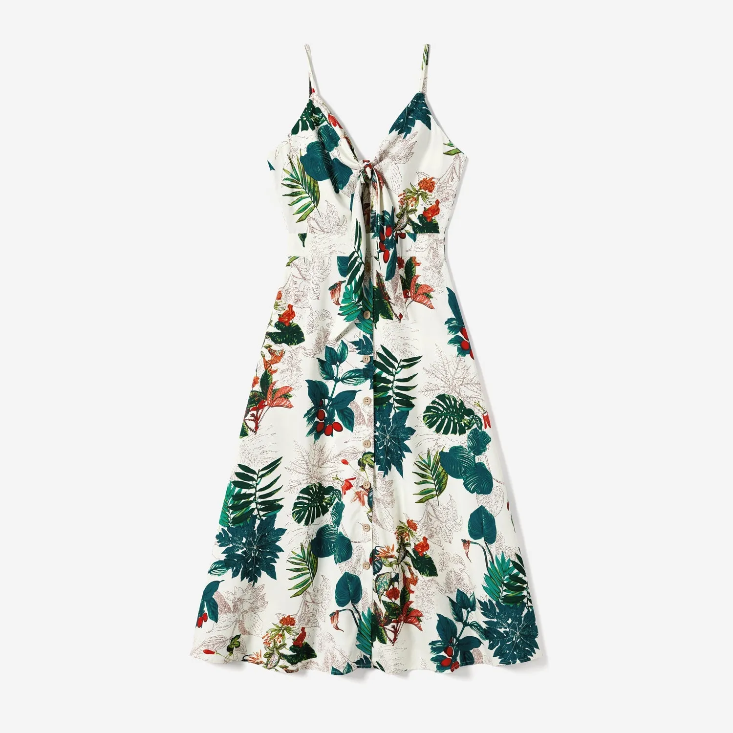 Family Matching Allover Plant Floral Print Dresses and Short-sleeve Shirts Sets