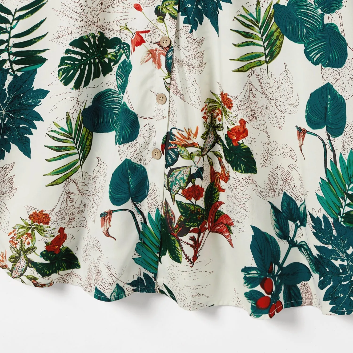 Family Matching Allover Plant Floral Print Dresses and Short-sleeve Shirts Sets