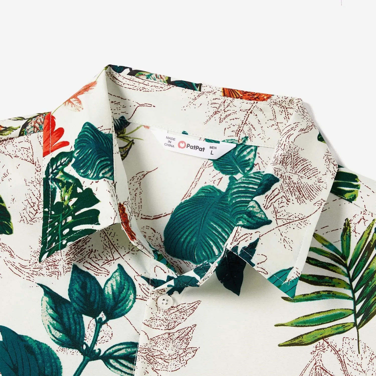 Family Matching Allover Plant Floral Print Dresses and Short-sleeve Shirts Sets