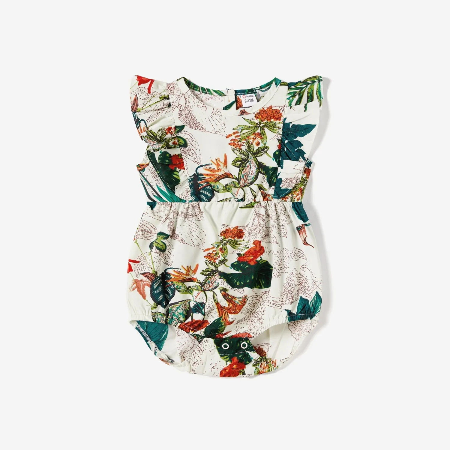 Family Matching Allover Plant Floral Print Dresses and Short-sleeve Shirts Sets