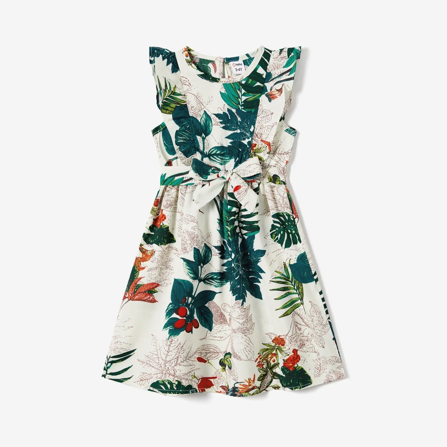 Family Matching Allover Plant Floral Print Dresses and Short-sleeve Shirts Sets