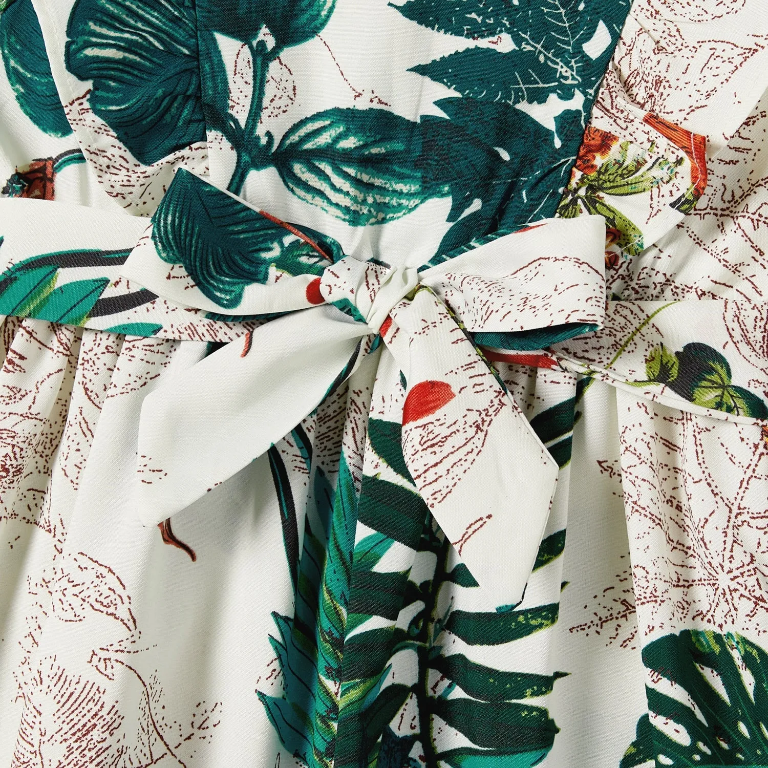Family Matching Allover Plant Floral Print Dresses and Short-sleeve Shirts Sets