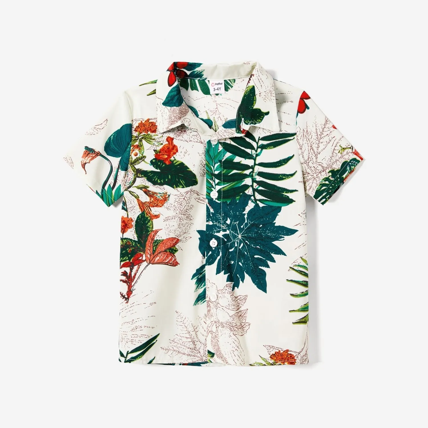Family Matching Allover Plant Floral Print Dresses and Short-sleeve Shirts Sets