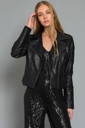 Faux Moto Leather Jacket