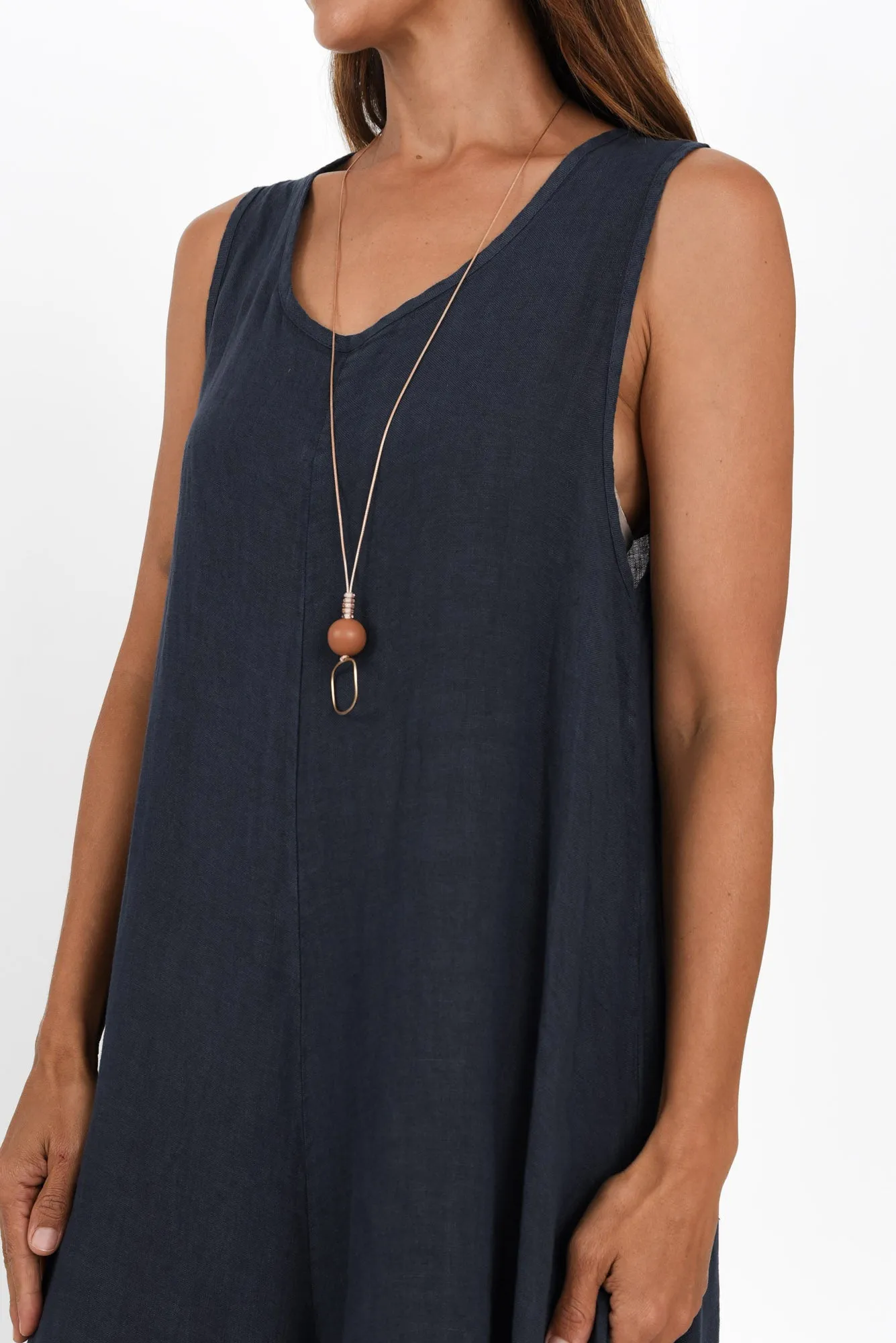 Fay Navy Linen Jumpsuit