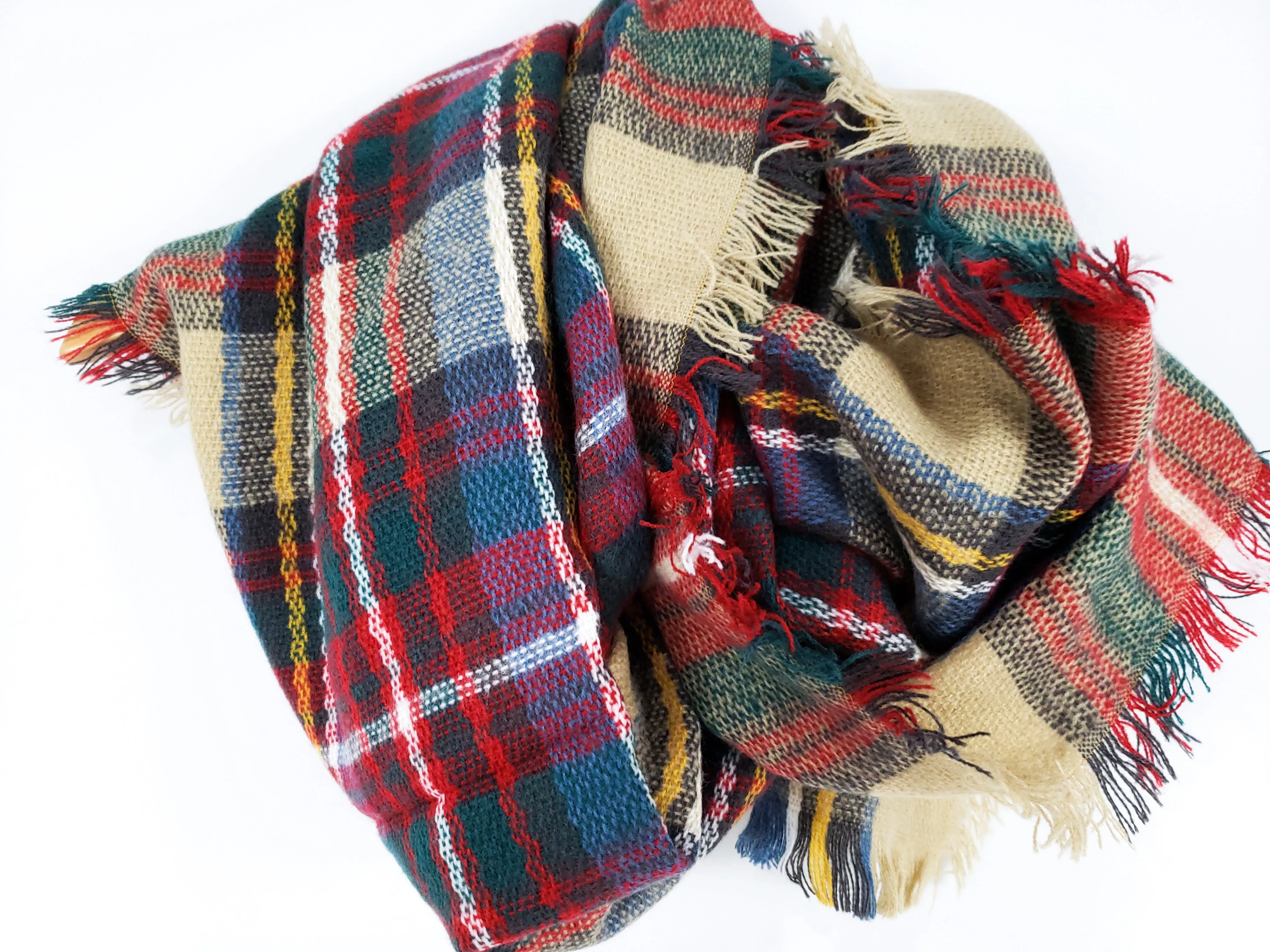 Fireside Plaid Scarf (Tan)