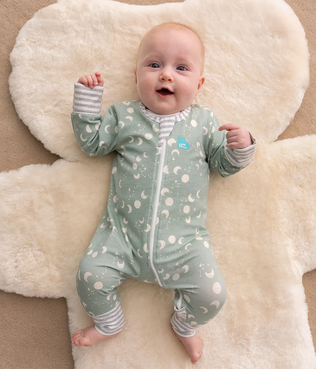 Footless Romper Cotton Green Moonscape
