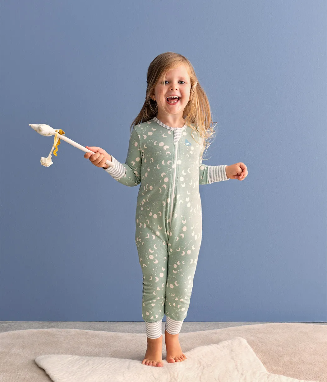 Footless Romper Cotton Green Moonscape