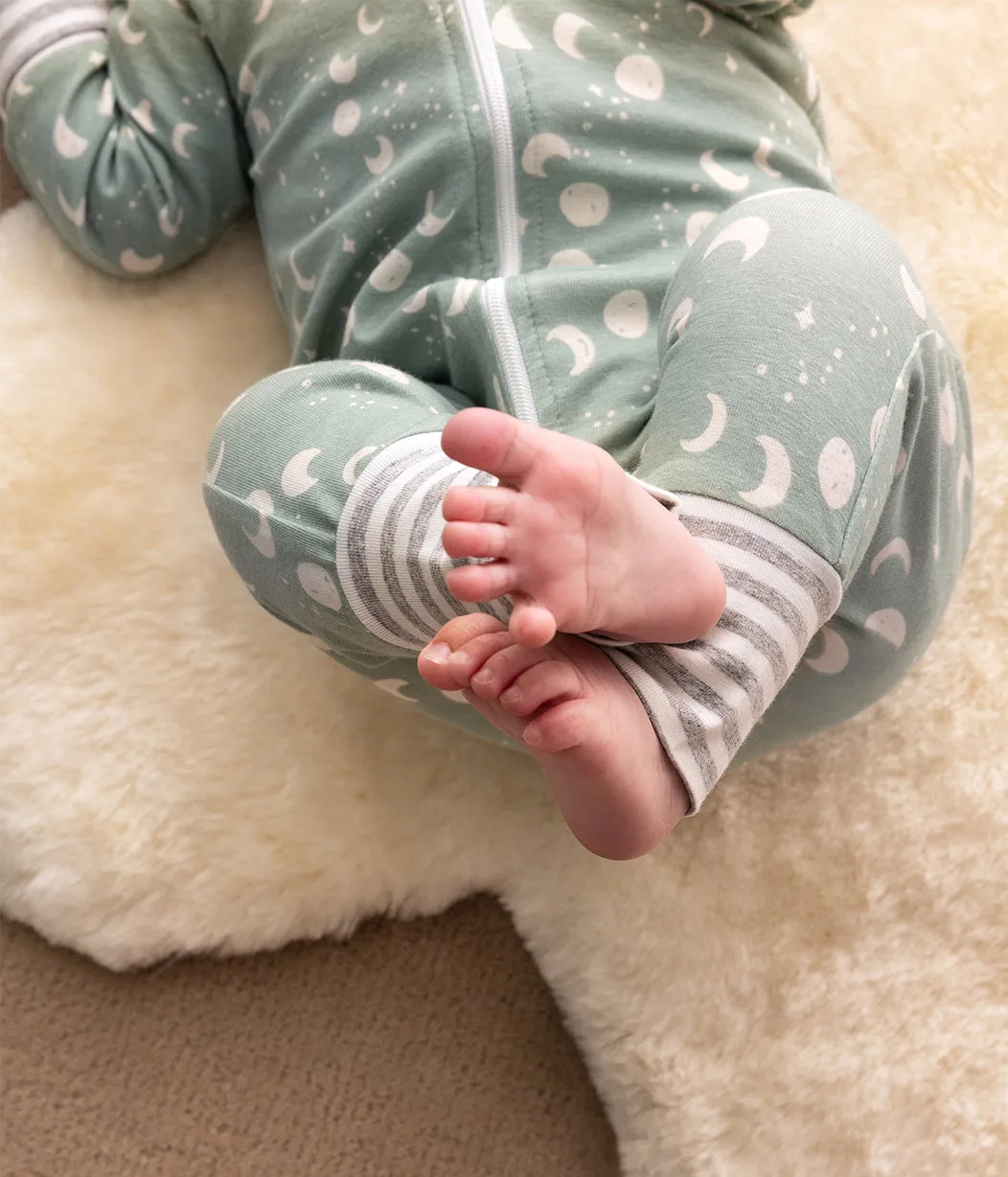 Footless Romper Cotton Green Moonscape