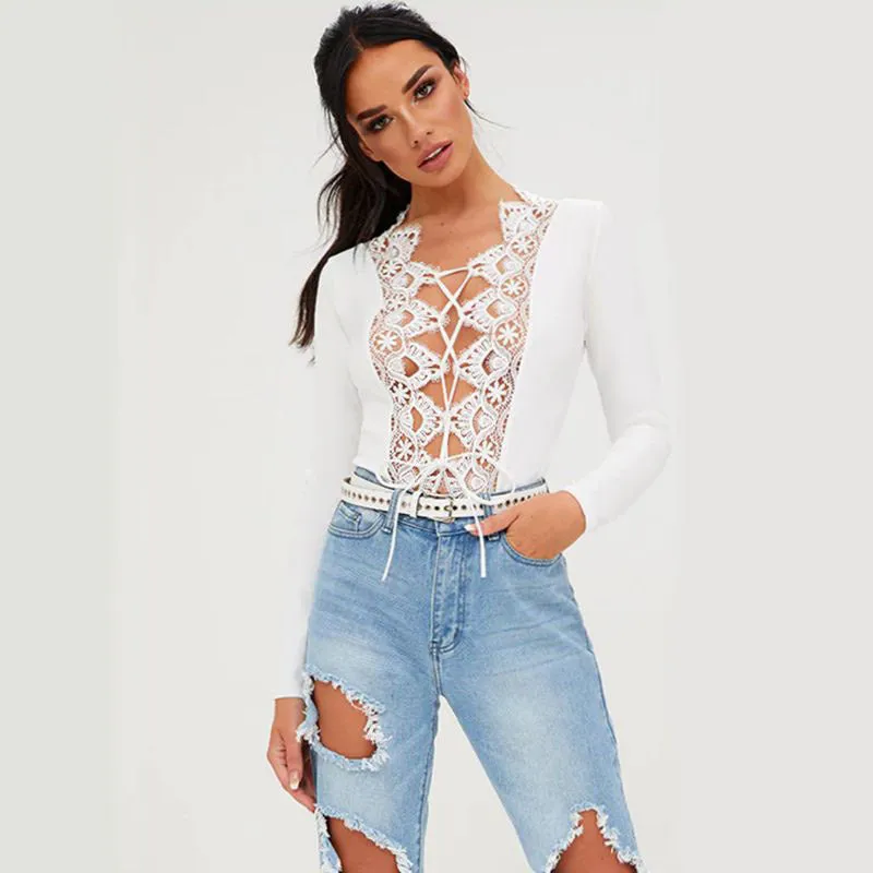 Full Sleeves Lace Stitching Bodysuit