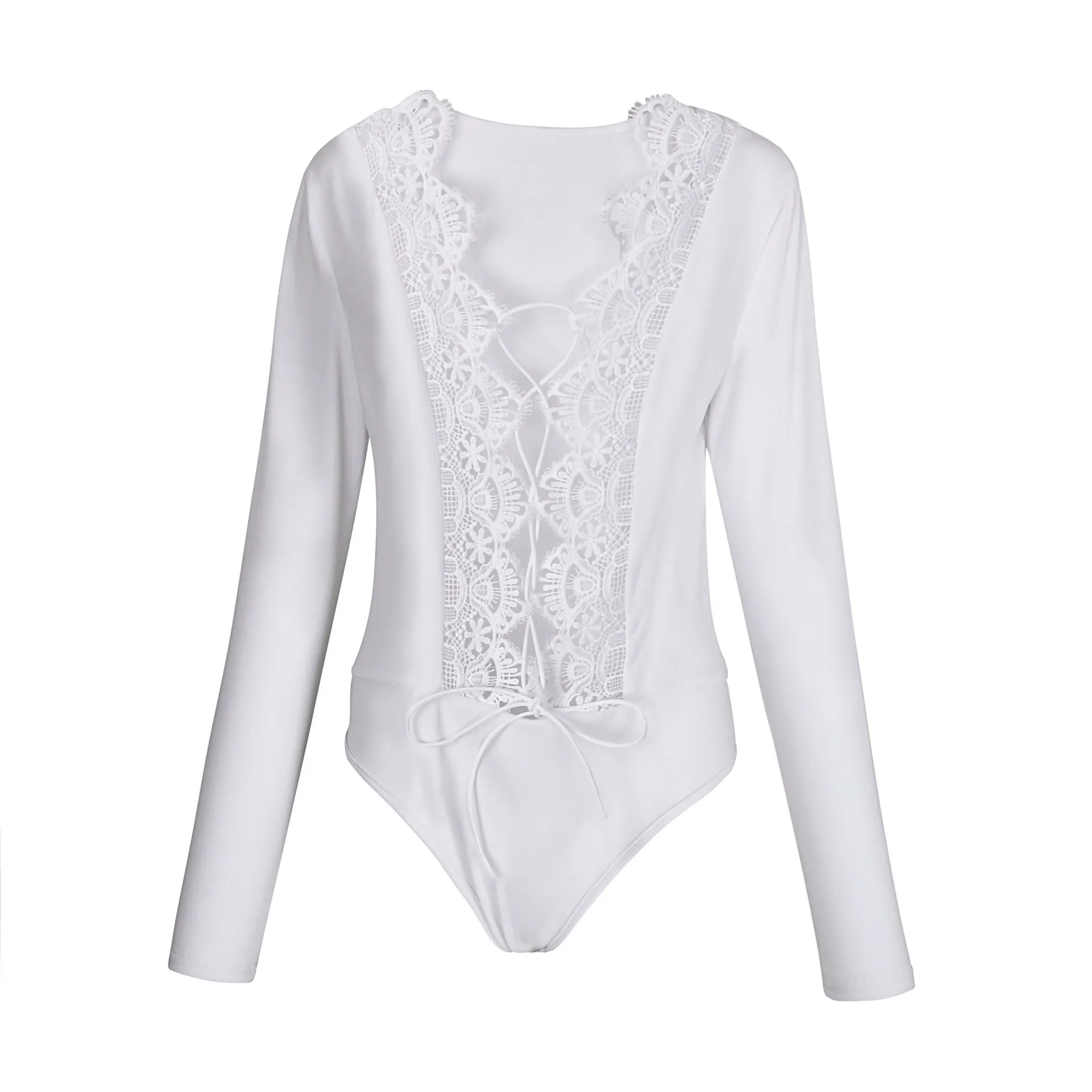Full Sleeves Lace Stitching Bodysuit