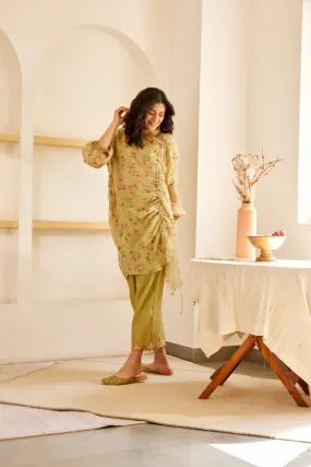 Green printed silk co-ord set
