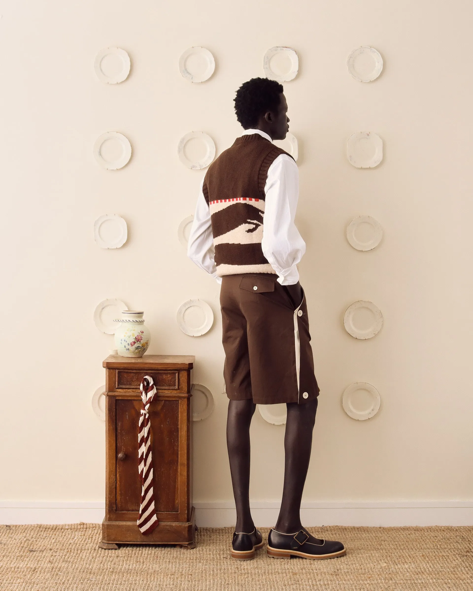 'Harold' Sweater Vest - Brown/Ecru