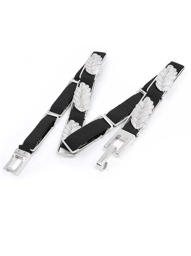 High Elastic Thin Belt-All-match Alloy Leaf Belt-Hook Closure Belt
