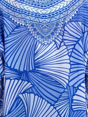 Inoa Exuma Blue Silk BOHO Top With Crystals