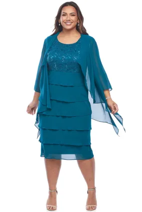 Jesse Harper Layered Dress & Jacket in Emerald JH0458